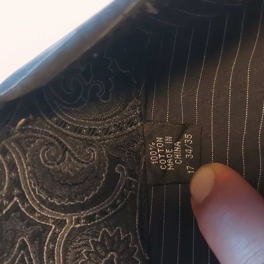 Mens English Laundry dress shirt in black with white pinstripe, size XL - Picture 7 of 9